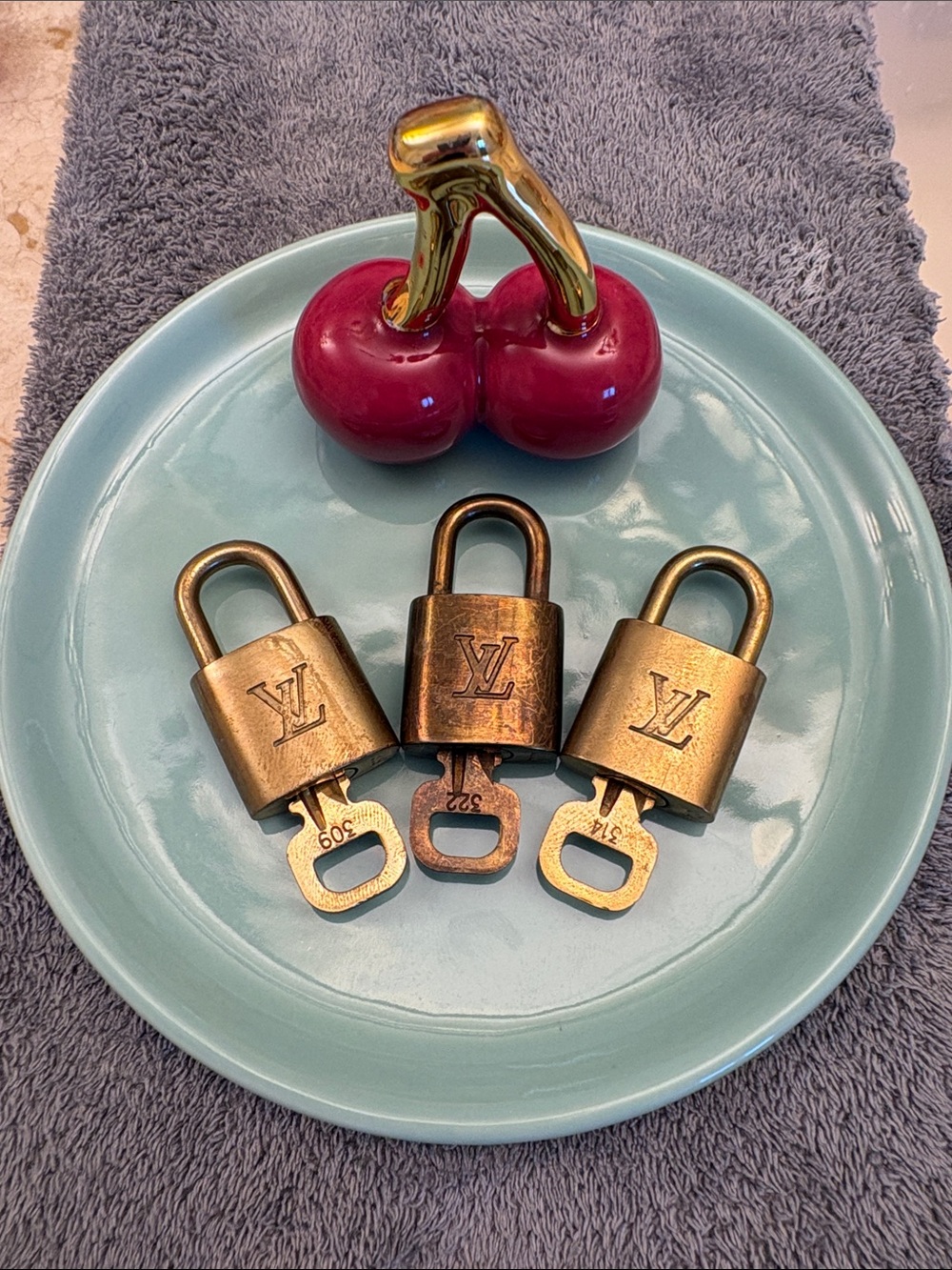 Louis Vuitton Brass Padlock Lock and Key